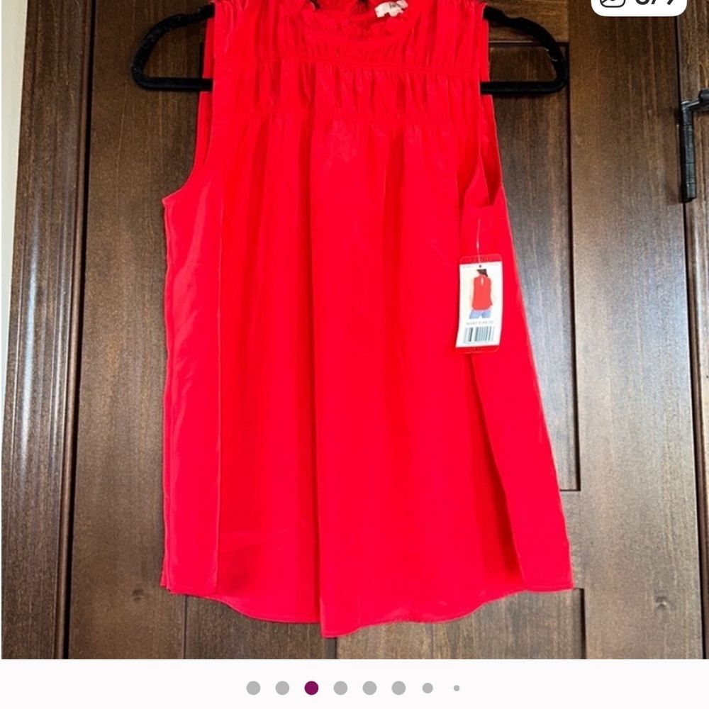 Joie Vibrant Red Sleeveless Blouse Sz XS New with Tag - Picture 4 of 4